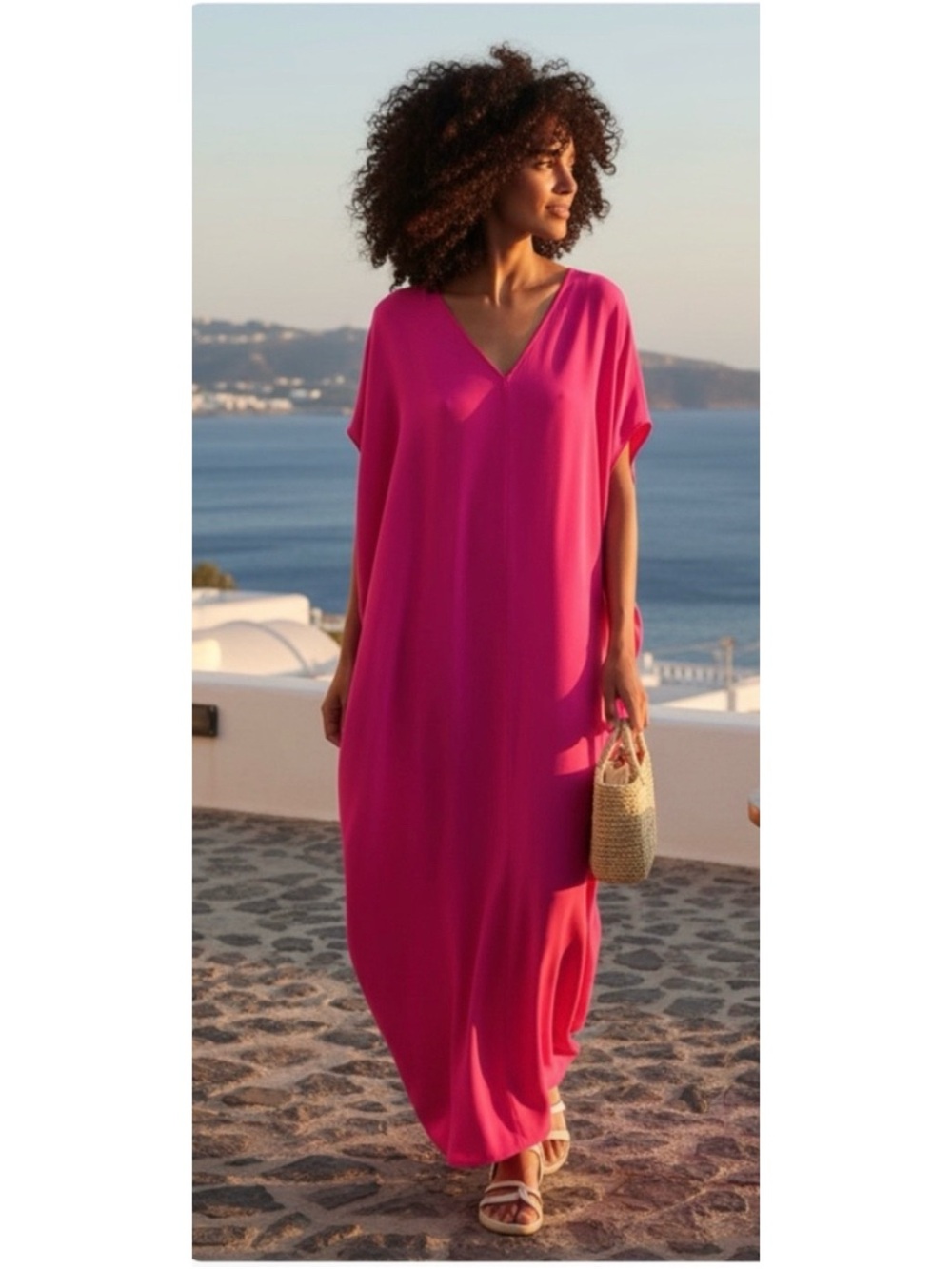 Zero + Maria Cornejo V-Neck Pink Silk Blend Maxi Dress 💗💗